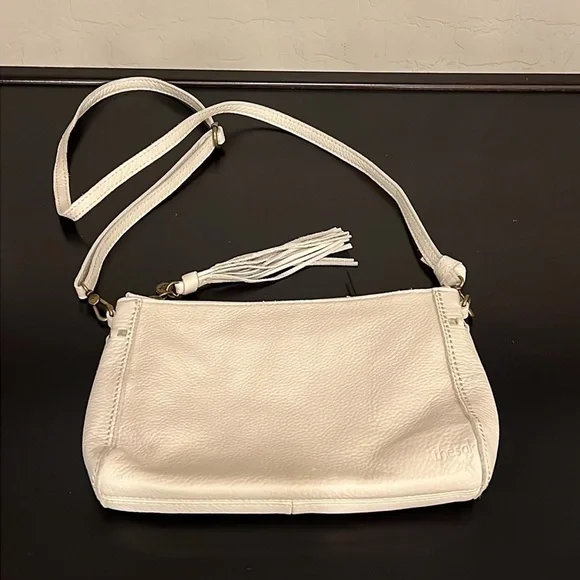 NEW The Sak Leather crossbody bag, cream pebbled leather, 7”x10” - Picture 7 of 14
